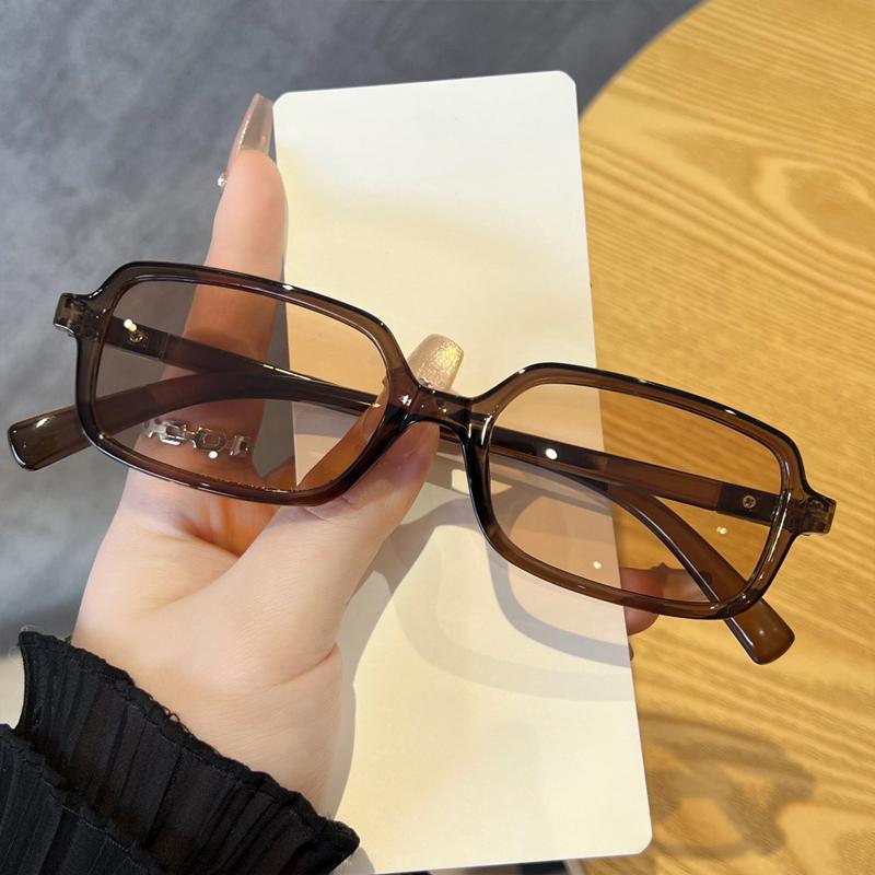Fashion Retro Rectangle Small Frame Sunglasses For Men And Women Unisex Brown UV Protective Shades