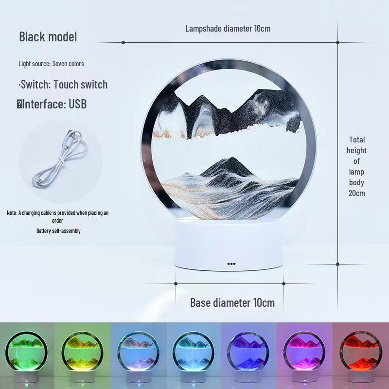 

Hourglass Sand Painting Night Light: Decompression Desk Lamp & Bedroom Decoration Touch Seven-Color Dimming