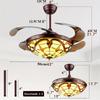 42-inch Retractable Ceiling Fan with Lamp and Remote Control Double-sided Chandelier Style