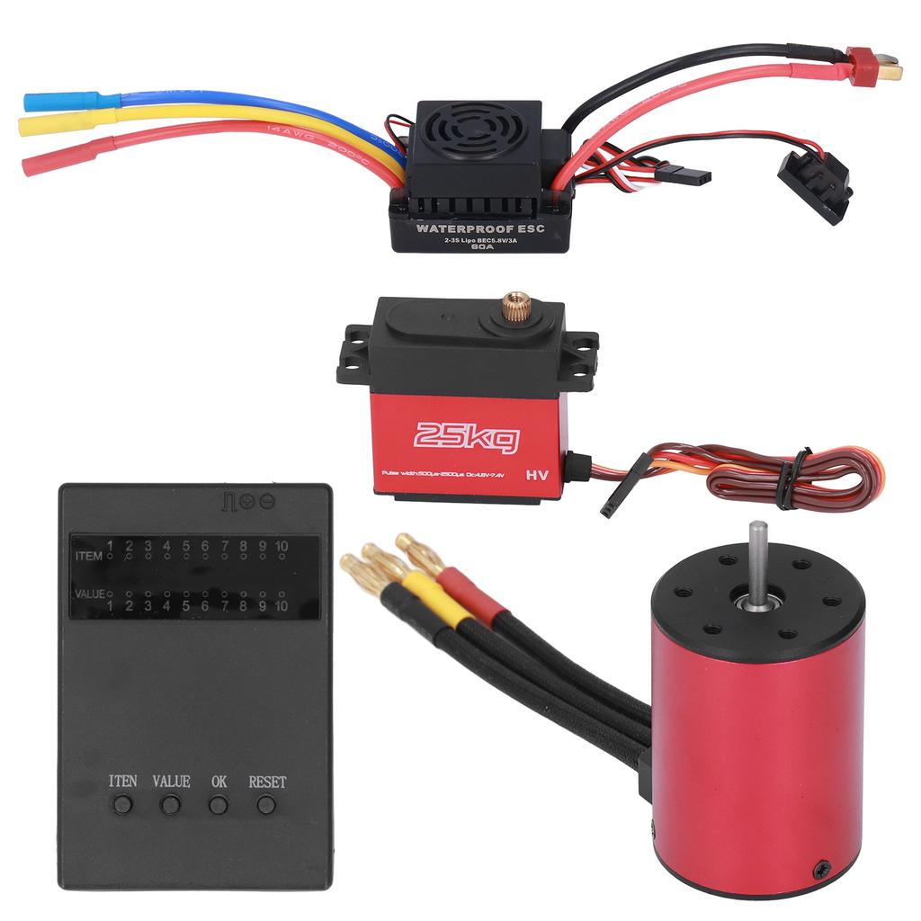 S3650 3100KV Brushless Motor Combo 60A 25kg Servo Sensorless Motor ESC Combo for 1 10 RC Car
