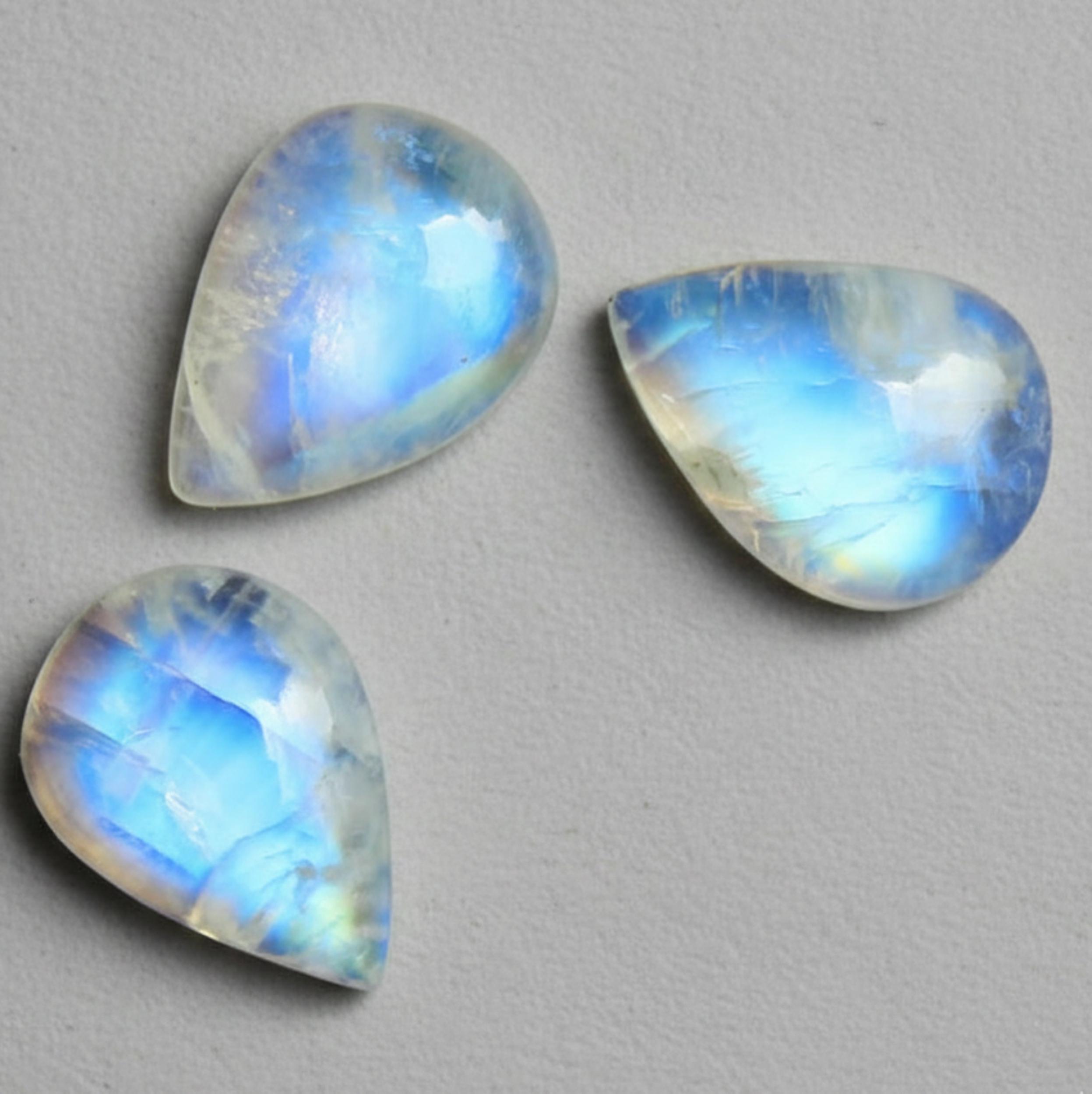 Natural Rainbow Moonstone Pear Cut Flatback Gemstones, AAA Grade Moonstone Cabs, Blue Flash Moonstone 5x8mm белый