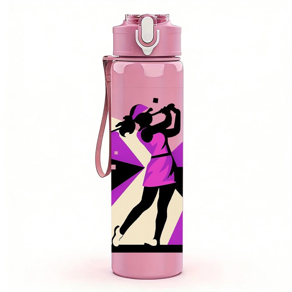 1PC Dancer Girl Silhouette Stage Print 750ml Color Plastic Sports Water Bottle Leakproof Flip Straw Lid Suitable for Sports Office Home Use