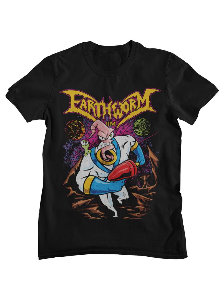 Earthworm Jim Retro 90s Game For Men Classic Character Cotton Short Sleeve Streetwear Tee