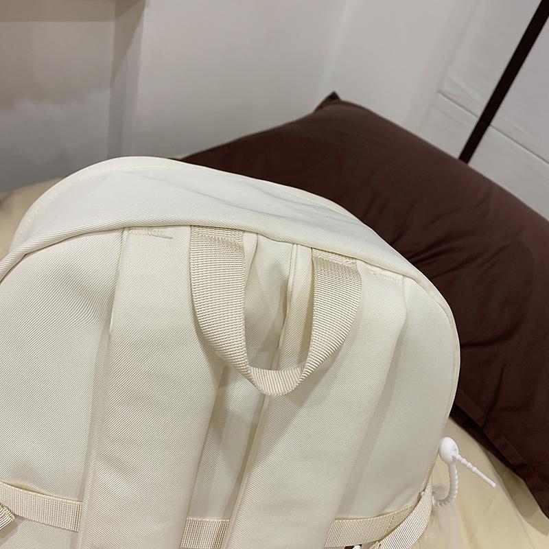 Letter Embroidered Backpack Contrast Color Student Schoolbag Female Campus Backpack