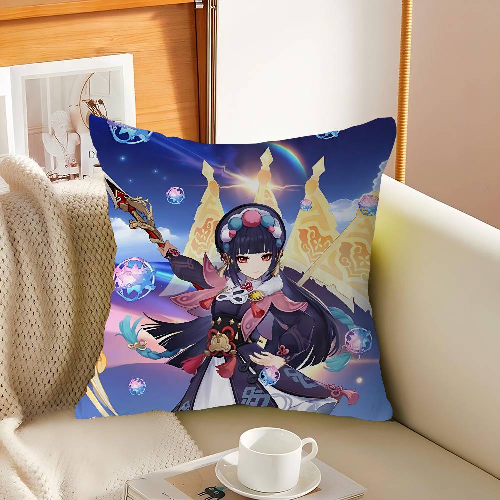 

Genshin Yun-Jin Cushion Cover Pillow Cover Decor Pillowcase Printed Cushion Case For Couch 16x16Inch