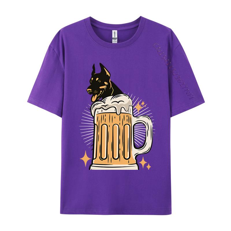 Doberman Dog Lover Funny Beer Lover Tshirt Black High Quality Funny Style T Shirt Cotton Mens Tops Tees