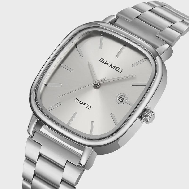 Luxury Mens Quartz Calendar Watches Stainless Steel Strap Waterproof Analog Display Fashion Casual Wristwatch