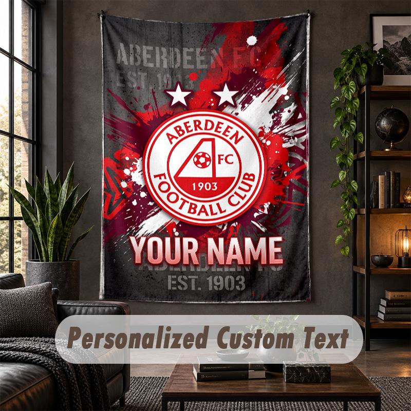 Wall Tapestry Aberdeen FC Print Custom Name Text Wall Hanging Home Decor