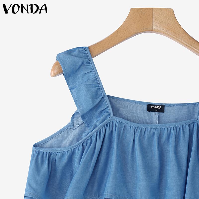 VONDA Femei Vară Bretele Fără Mâneci Straturi Neregulate Volane Maiouri Casual