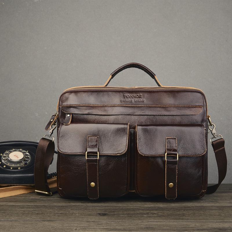 Men's Retro Genuine Real Oil Wax Leather Messenger Shoulder Bag Briefcase Zipper Men's Retro Genuine Real Oil Wax Leather Messenger Shoulder Bag Briefcase Zipper