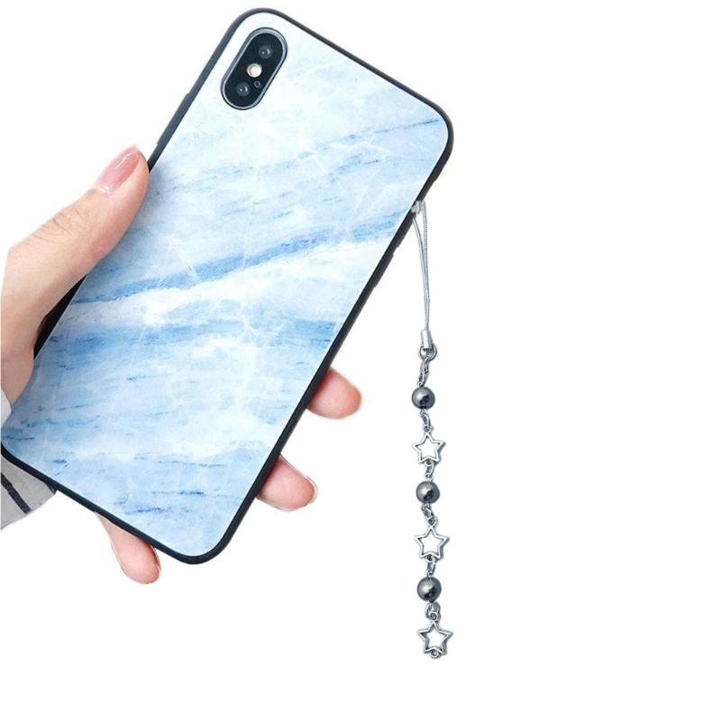 Hohler Sternperlen-Anhänger Handy-Anhänger Aufhängeseil Einfaches Handy-Kettenband Taschendekoration Lanyard Schlüsselanhänger Zubehör