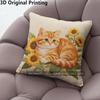 Sunflower & Ginger Cat Throw Pillow Covers Pattern Cushion Cover Suitable For Sofa Bedroom Car Pillow Cover