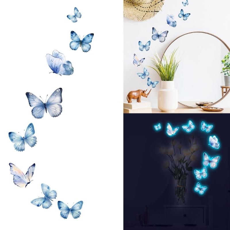 Adhesive PVC Wall Decal Glowing In Dark Butterfly Sticker Nighttimes Home Decors Bedroom Living Room Interior Styling