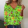Women's Cute Sweatshirt Knitted Fashion Casual V-neck Long-sleeved  Cozy Print Top