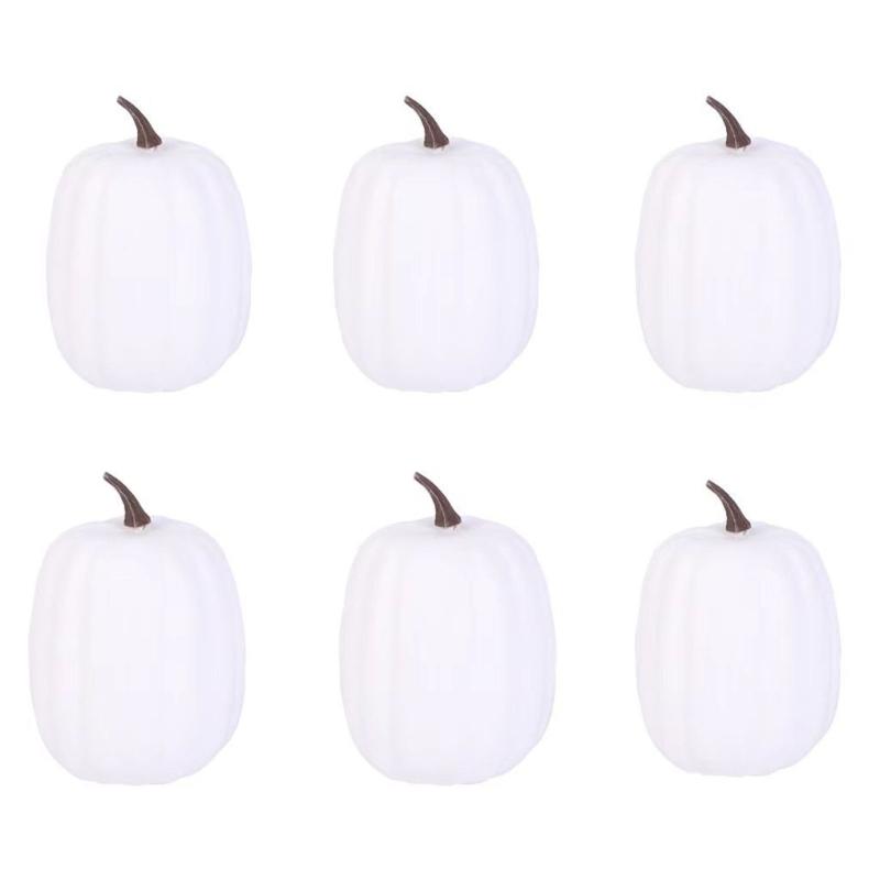 

6 шт. Хэллоуинские искусственные тыквы Настольные украшения Белый цвет Тыквенные украшения Декорации для праздничных вечеринок 1