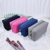 Large Capacity Waffle Cosmetic Bag - Portable Solid Color Toiletry Bag for Women