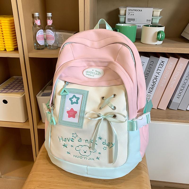 Nylon Girls School Backpack With Breathable Straps For Middle School Students