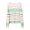 Sancai Striped V-Neck Knit Cardigan