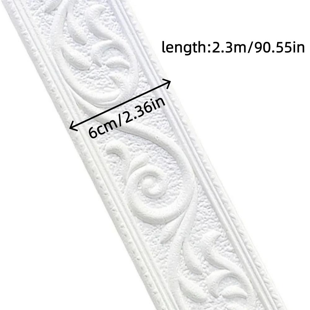 1pc 2.3mX6cm 3D Wall Trim Line Skirting Sticker Self-Adhesive Wall Trim Sticker Household Waterproof Baseboard Wall-paper