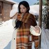 Plaid Scarf Women's Autumn and Winter Knitting New Maillard Mohair Versatile Thickened Warm Scarf Student Shawl