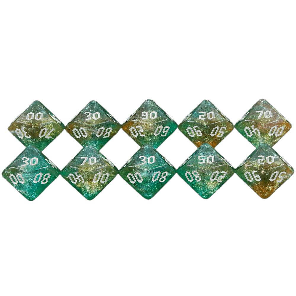 10PCS Polyhedral Dice D10(00-90) DND Dice Set for DNDGame RPG Board Game Accessories Hobbies Holiday Gift