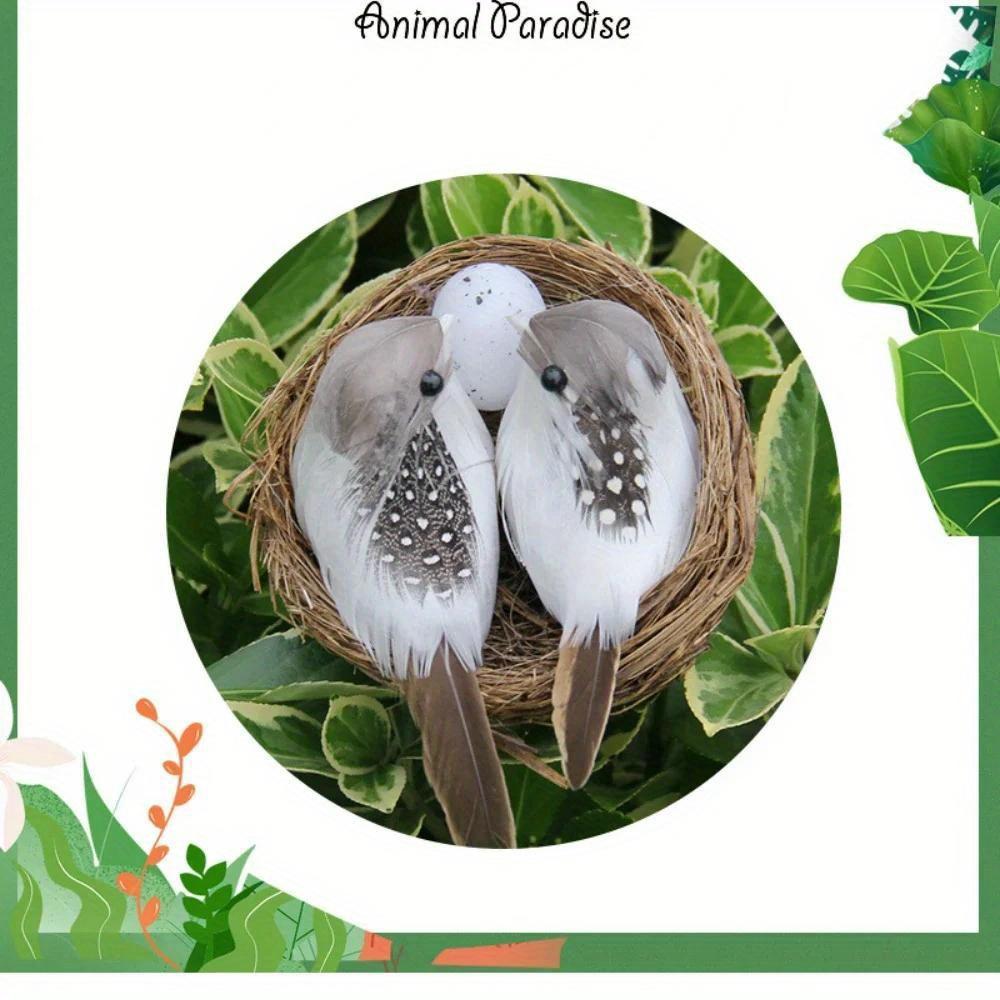 1 Set Künstliches Vogelnest Ornament Vogelmodell Nest Vogelei Set für Gartenpartys Heimdekoration Haushalts Schreibtisch Ornament