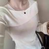 Gentle and Lazy Wind One-word Neck Sweater Bottoming Shirt Women's Spring Thin Age-reducing Long-sleeved Inner Top