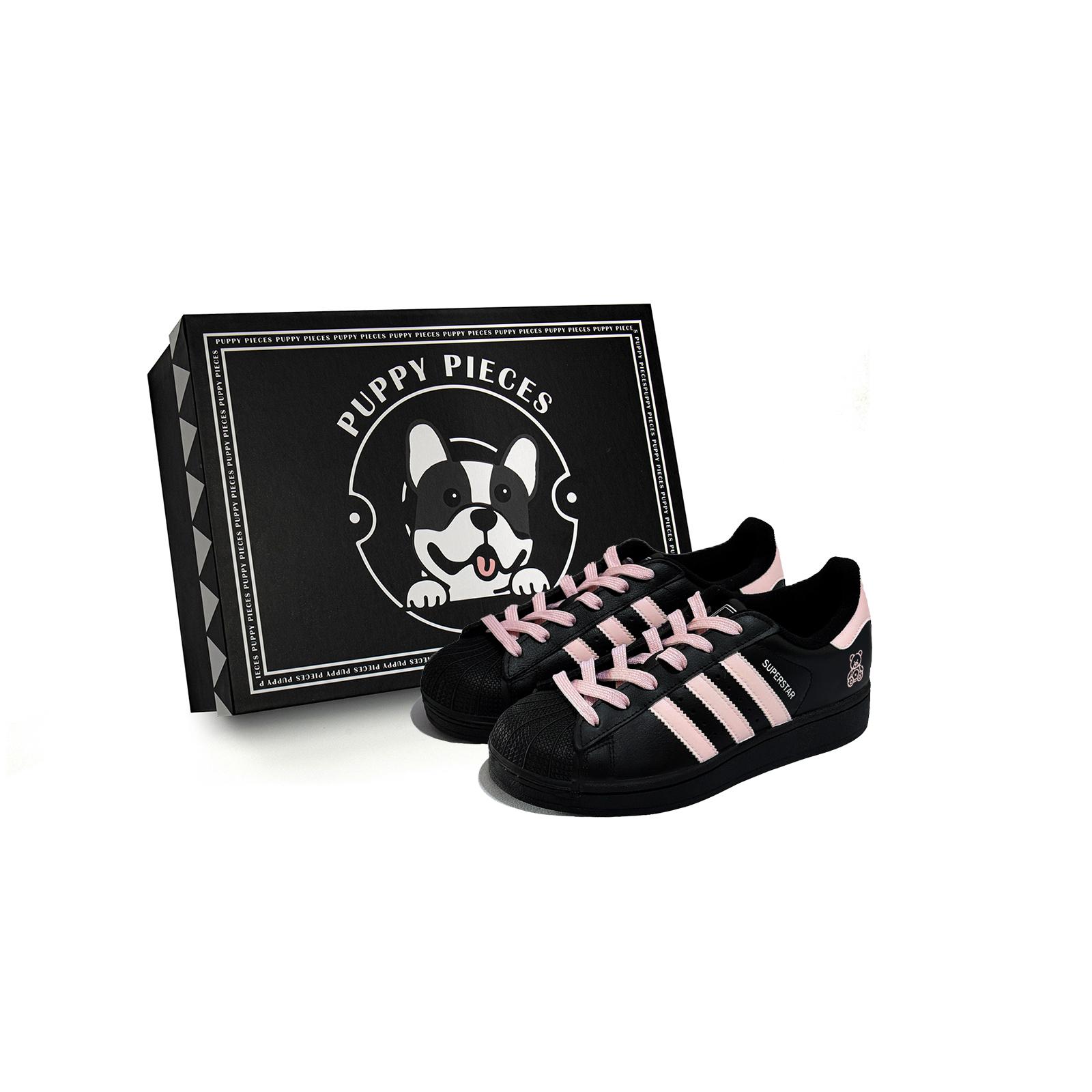 

Adidas Originals Superstar 2 Puppy Fragment, Special Shoe Box Low top Skateboard Shoes Unisex Black Pink JI0079(Team85-S-BOX) 37⅓