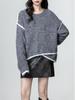 Women's Gray Crew Neck Sweater: 2025 Autumn/Winter New Design, Lazy Style, Loose Knit Pullover Top