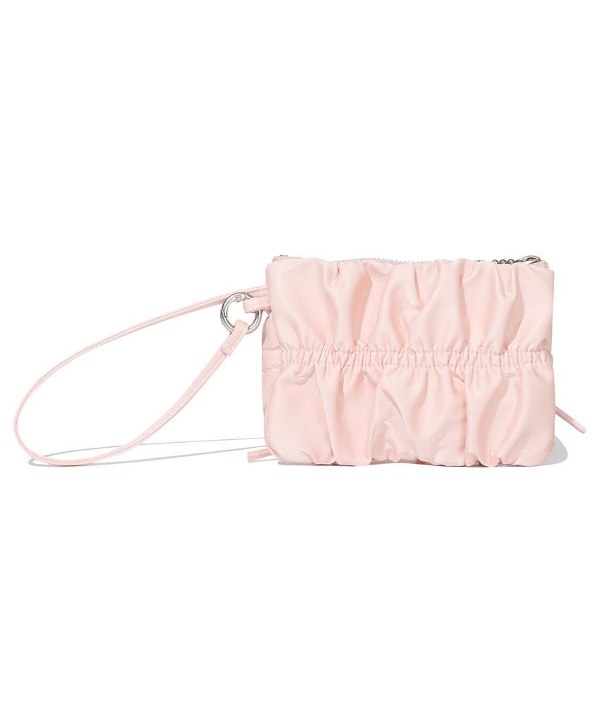 COVERNAT WOMAN Clover Heart Shirred Ribbon Handle Pouch Light Pink