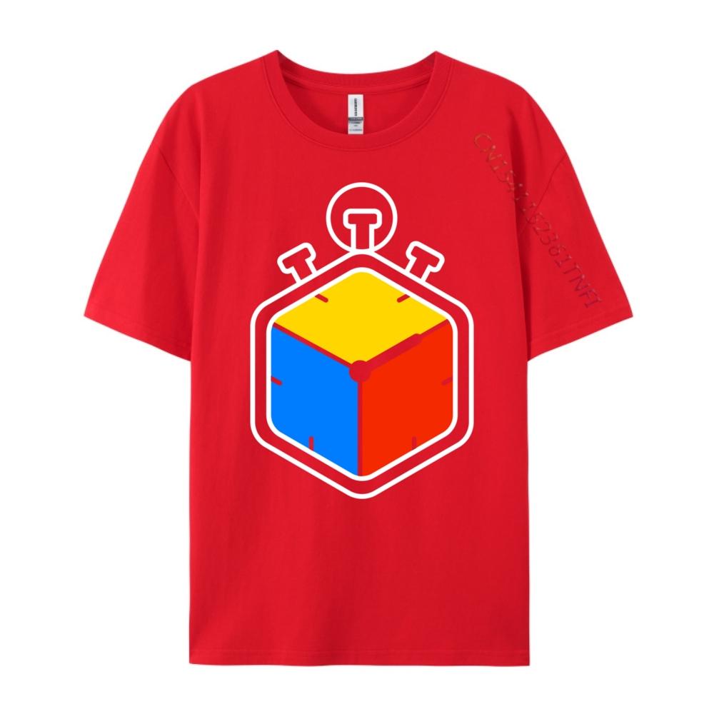 Speed Cubing Puzzle Cube Timer Graphic T Shirts Men Oversized ClassicShort Sleeve Tee