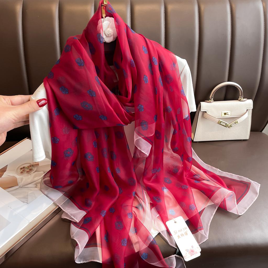 Fashion Gauze Scarf Sunscreen Scarves Female Style Beach Towel Popular Print Silk Shawl Luxury Dustproof Big Bandanna