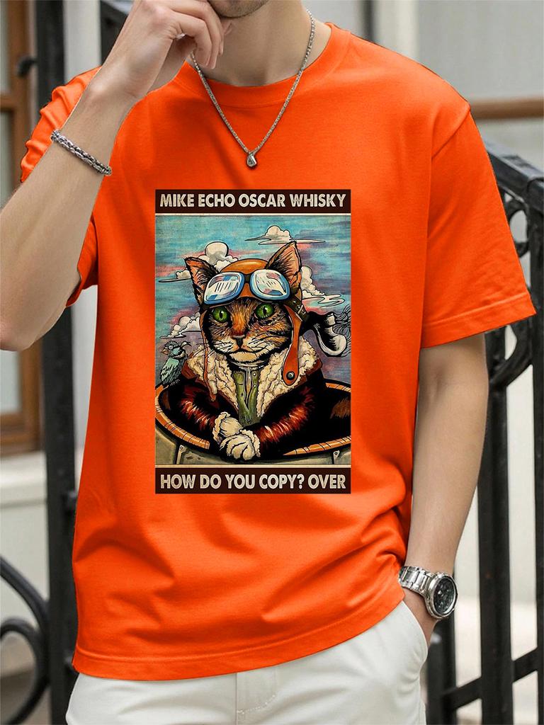 A Vintage Cat Flying In The Sky Printed TShirts Womens Summer Cotton Short Sleeve ONeck Comfortable Loose Tops Casual Clothes