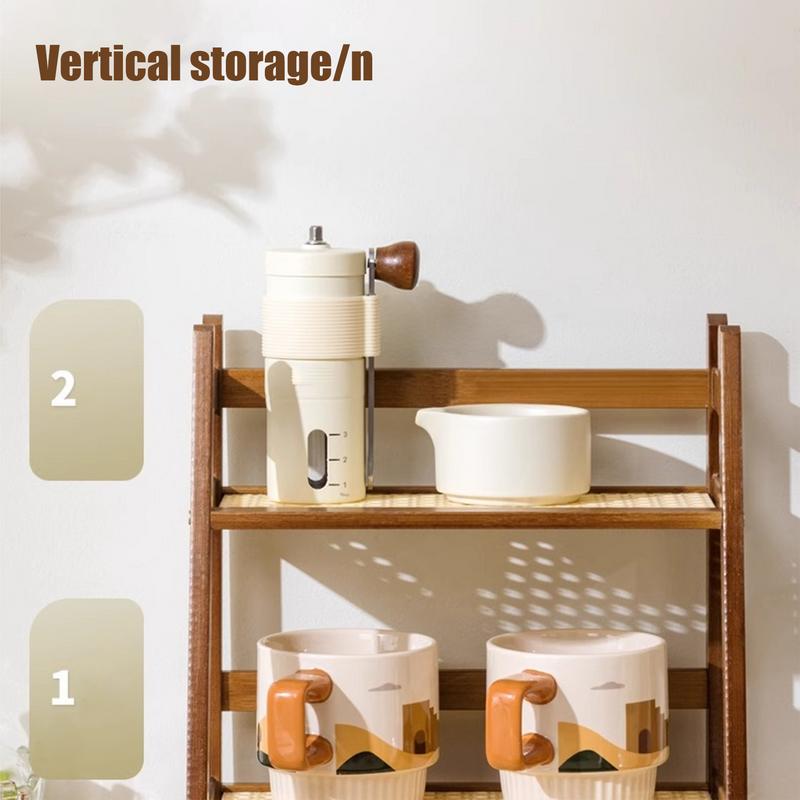 2-Tier Coffee Mug Holder Multi-functional Water Bottle Display Shelf Imitation Rattan Style Desktop Storage Rack Kitchen Home