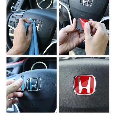 NSMK7 Car Steering Wheel Emblem H-Sticker For Civic Accord City CRV Jade Fit Odyssey Hybrid Red Black Blue Interior Modification