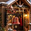 Outdoor Garden Entrance Accents Christmas Bell Wall Hanging Decoration, Santa Sleigh Reindeer Ornament, Large Decorative Anniversary Birthday