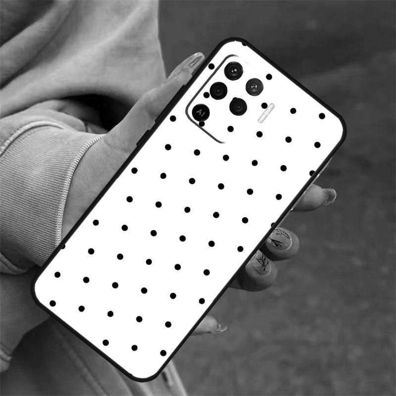 Black And White Polka Dot For OPPO A53S A57S A54 A74 A94 A17 A77 A58 A78 A98 A5 A9 A96 A76 A16 A52 A72 A79 A15 Case