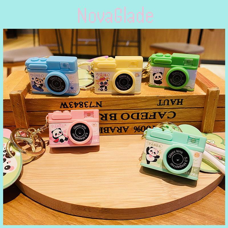 Adorable Panda Camera Keychain With Light-up Sound Pvc Zinc Alloy For Backpacks
