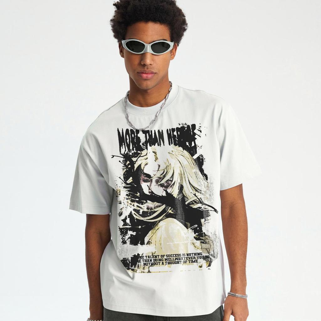 Streetwear Both Sides Anime Graphic T-Shirt Cotton Tshirt Unisex Tops Tees Summer Short Sleeves T Shirt