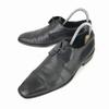Italy Made Leather Long Nose Plain Toe Dress Shoes 24.5 Black