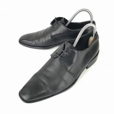 Italienische Lederschuhe mit langer Spitze und glatter Zehenkappe 24.5 Schwarz(GEBRAUCHT)
