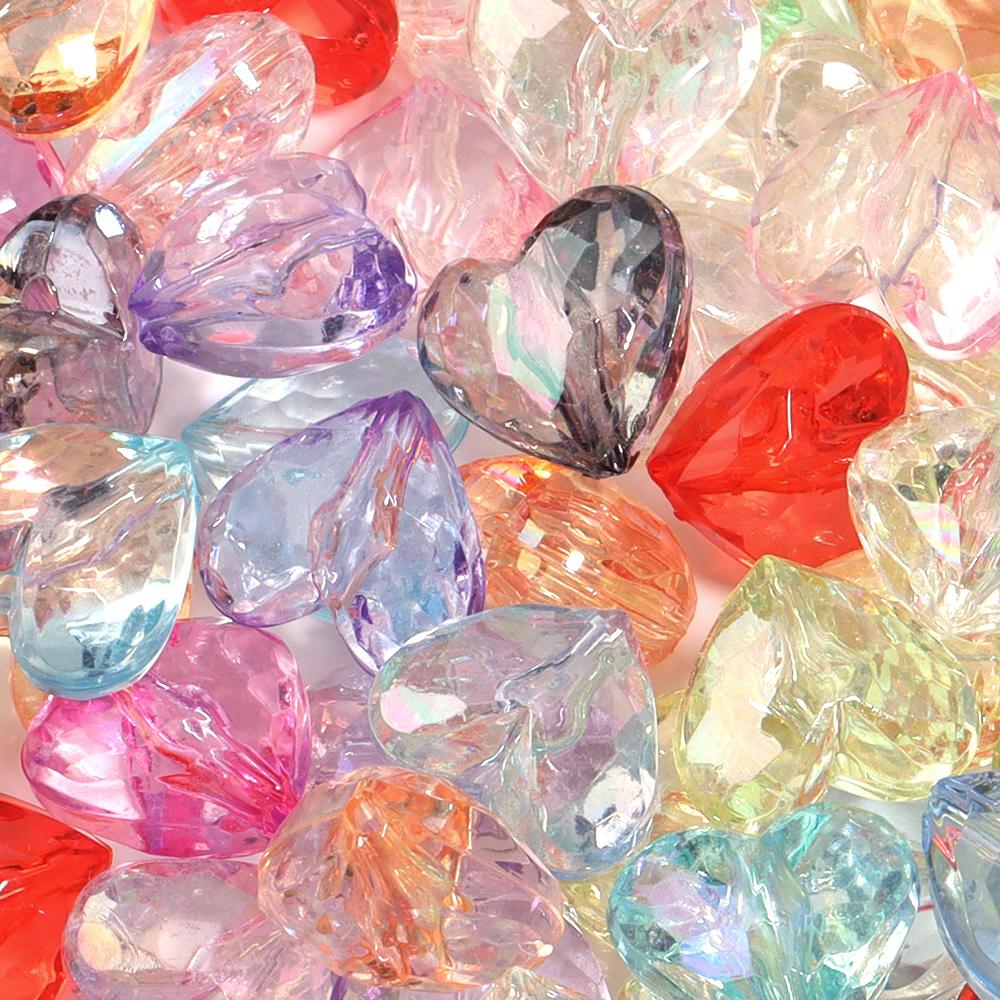 20Pcs 17x19mm Colored Acrylic Cut Heart Beads Large Hole Loose Beads For DIY Fashion Bracelets Phone Chain Making Accessories