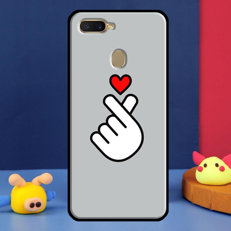 Kpop Finger Heart Case For Oppo A96 A76 A16 A74 A94 A54 S A57 A77 A58 A78 A98 A5 A9 A91 A15 A17 A52 A72 Cover
