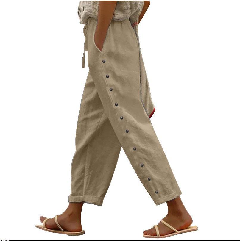 2024 Autumn Women's Elastic Waist Loose Cropped Pants - Versatile Casual Style