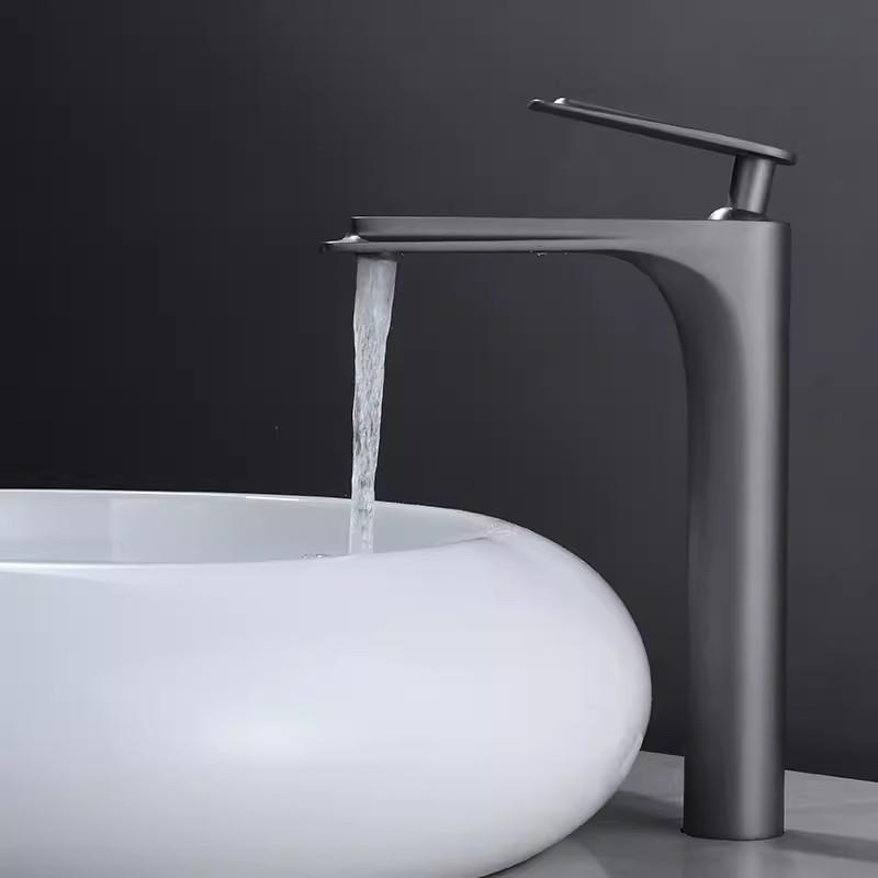 Tuqiu Gold Bathroom Faucet Black Basin Faucets White Gold Sink Mixer Tap Hot & Cold Deck Mounted Grey Lavatory Crane Water Tap
