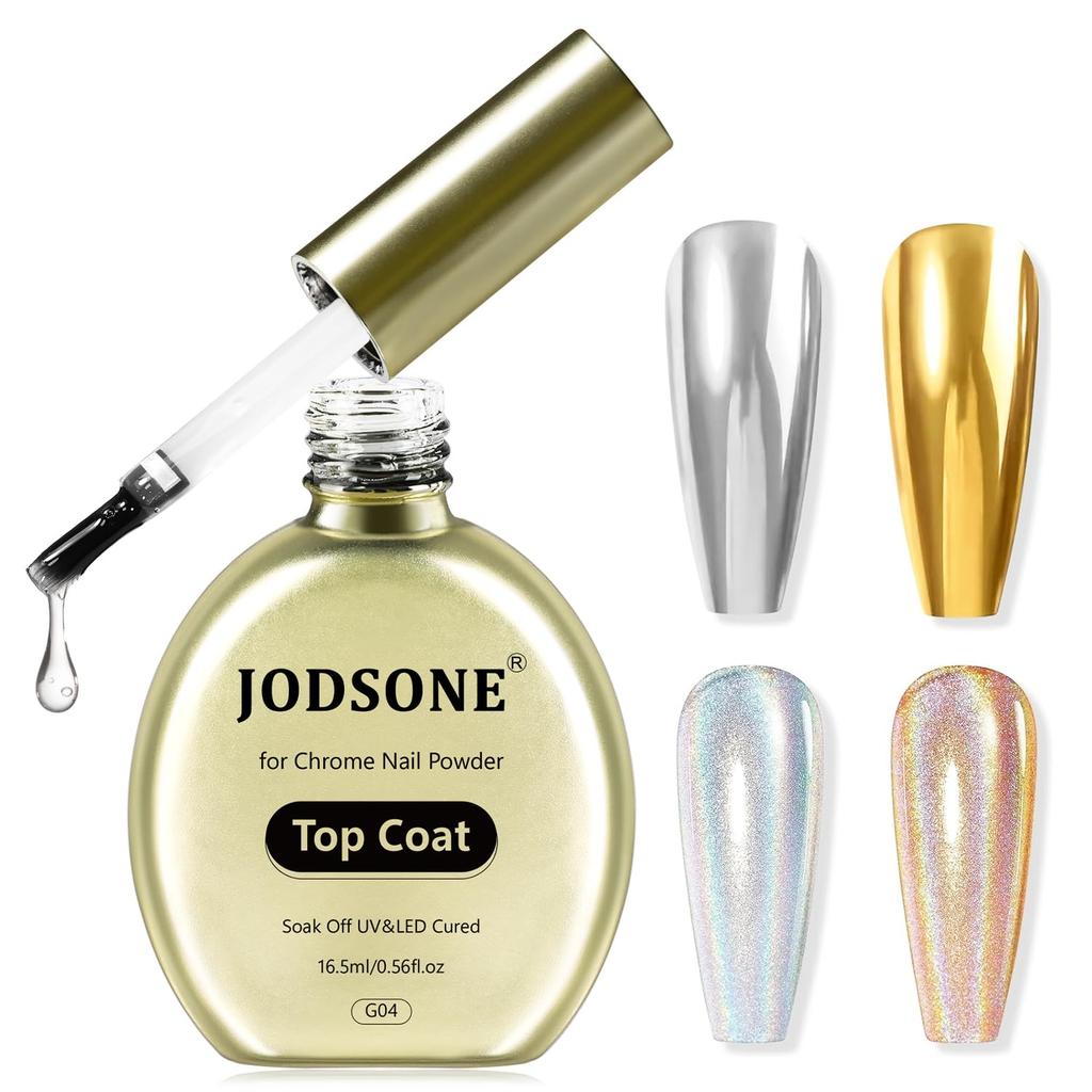 JODSONE Mirror Powder, Non-Wipe, Quick-Drying Top Gel, Enhances Nail Gloss, Premium Gloss, UVLED Compatible, Large Capacity 16.5ml