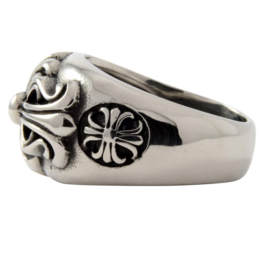 Ring Stainless Steel Floral Cross Silver Color Accessory [sakuto] Men's (24.5)