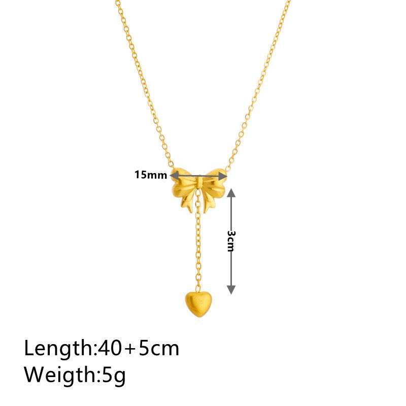 Ladies' Stylish Bow & Heart Tassel Pendant Necklace and Earrings Set