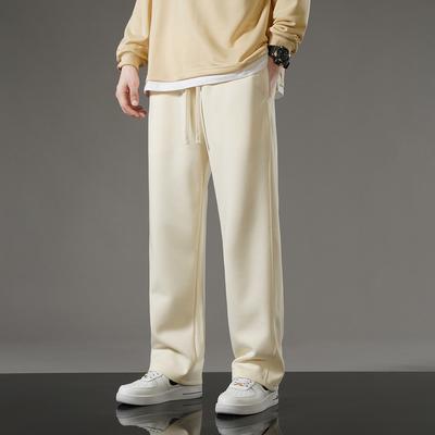 Spring and Autumn Men's Solid Color Sports Casual Straight Trousers