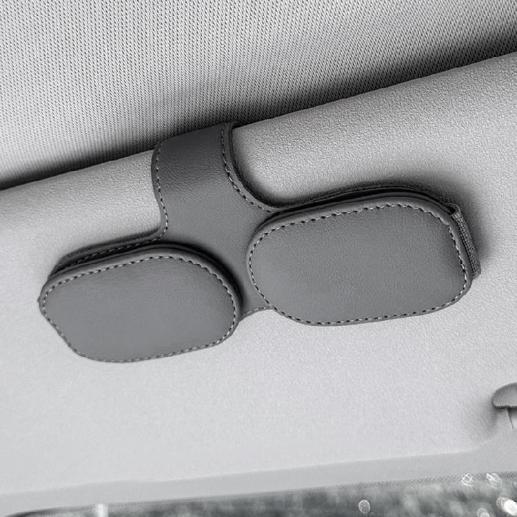 Multifunction Leather Sunglasses Card Holder Car Sun Visor Glasses Mount Hanger